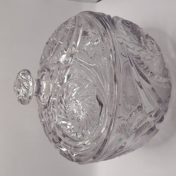 Antique / Vtg 1904-1927 McKee Prescut Aztec Covered Brilliant Glass Crystal Bowl - Picture 2 of 12